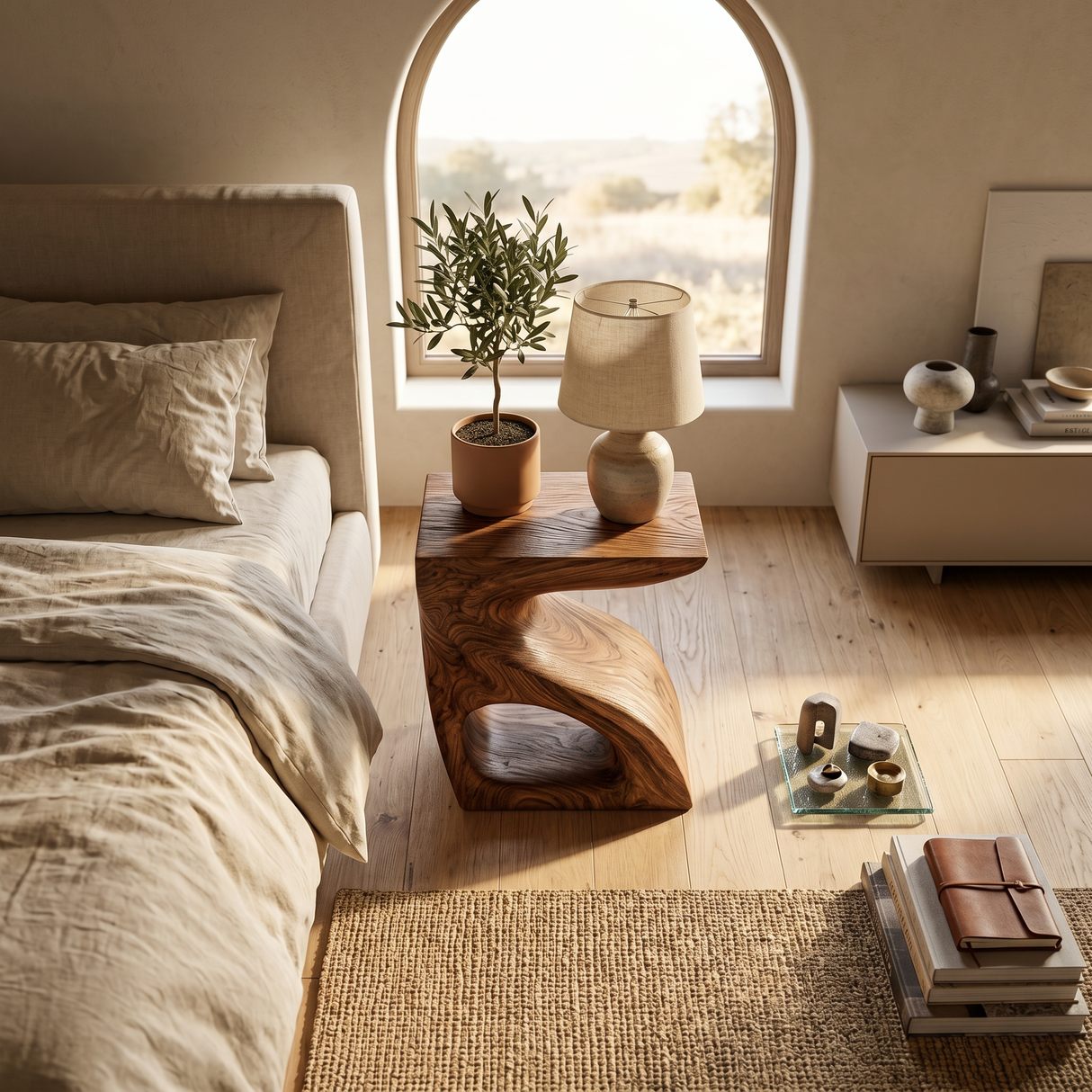 Modern Sculptural Side Table For Home Decor