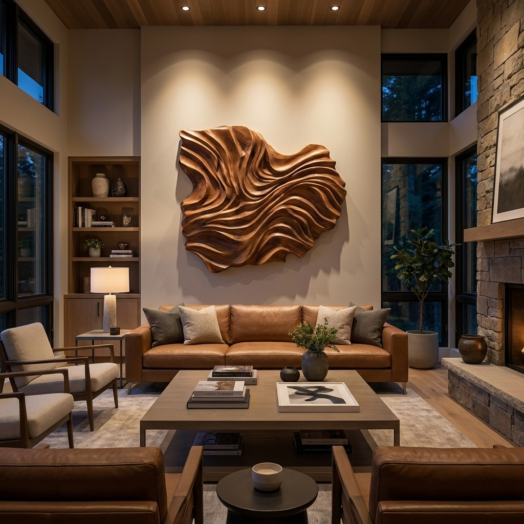 Handcrafted Wooden Wave Wall Art For Contemporary Bedroom Wall