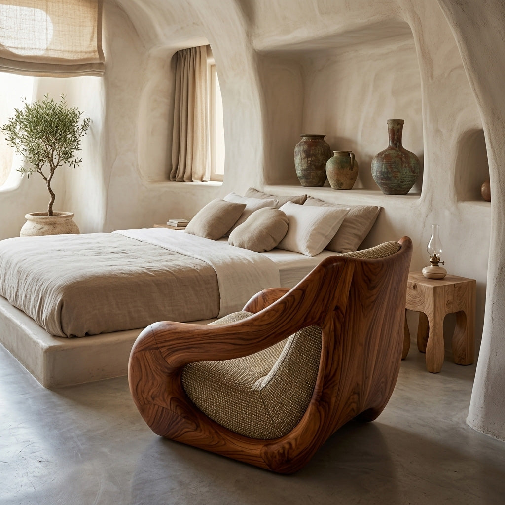 Sculptural Natural Wood Chair For Artistic Living Space