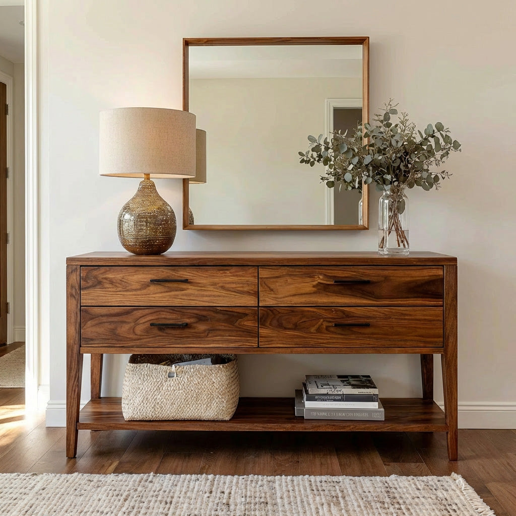 Modern Wood Console Table With Storage For Hallway Styling