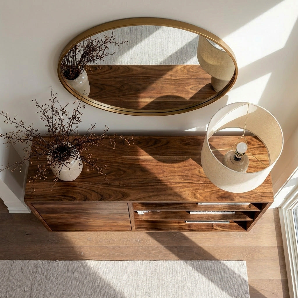 Elegant Natural Wood Console Table For Small Living Room