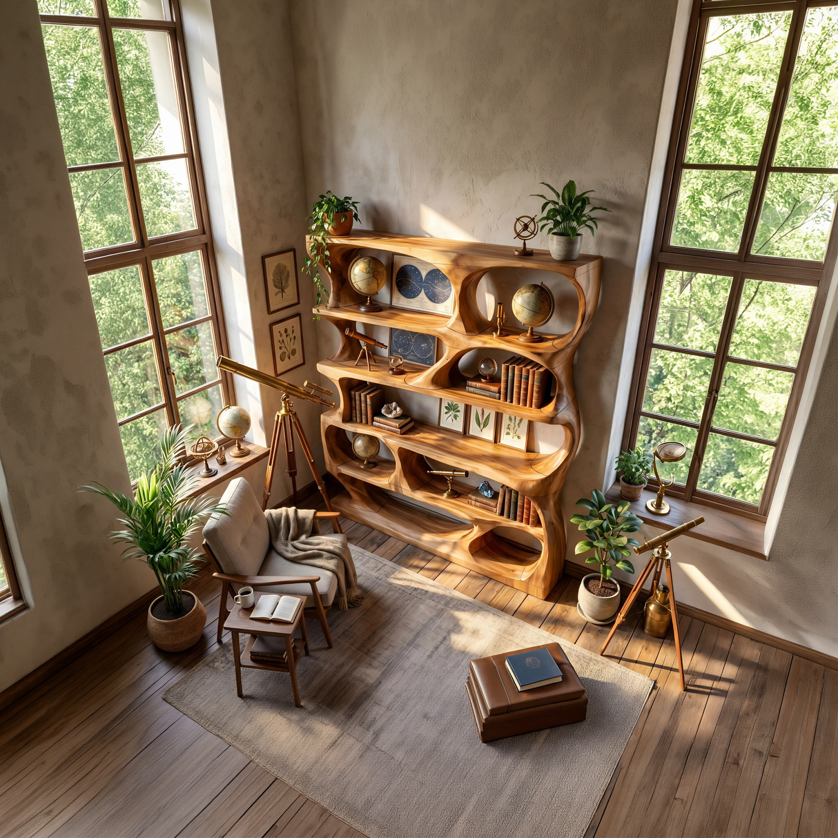 Minimalist Sculptural Bookshelf Display Organizer For Home Office