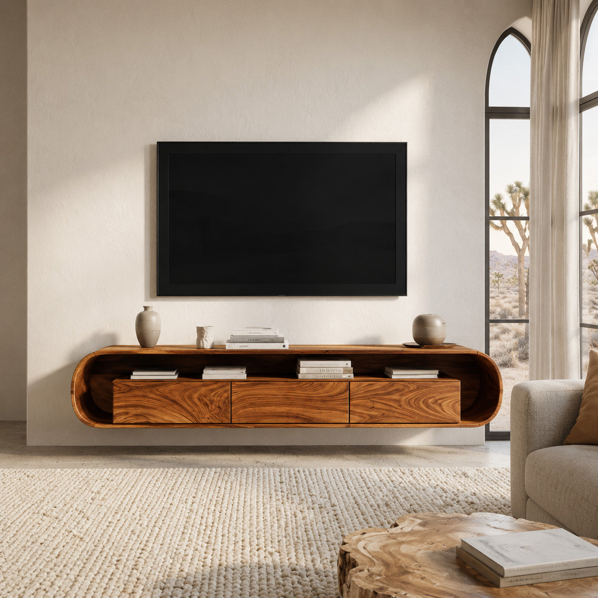 Organic Modern Floating TV Console For Living Room