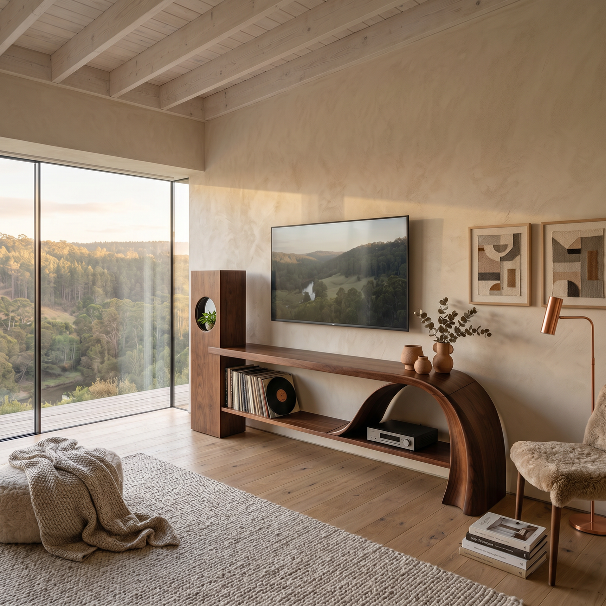 Minimalist Organic TV Stand For Apartment Interior Design