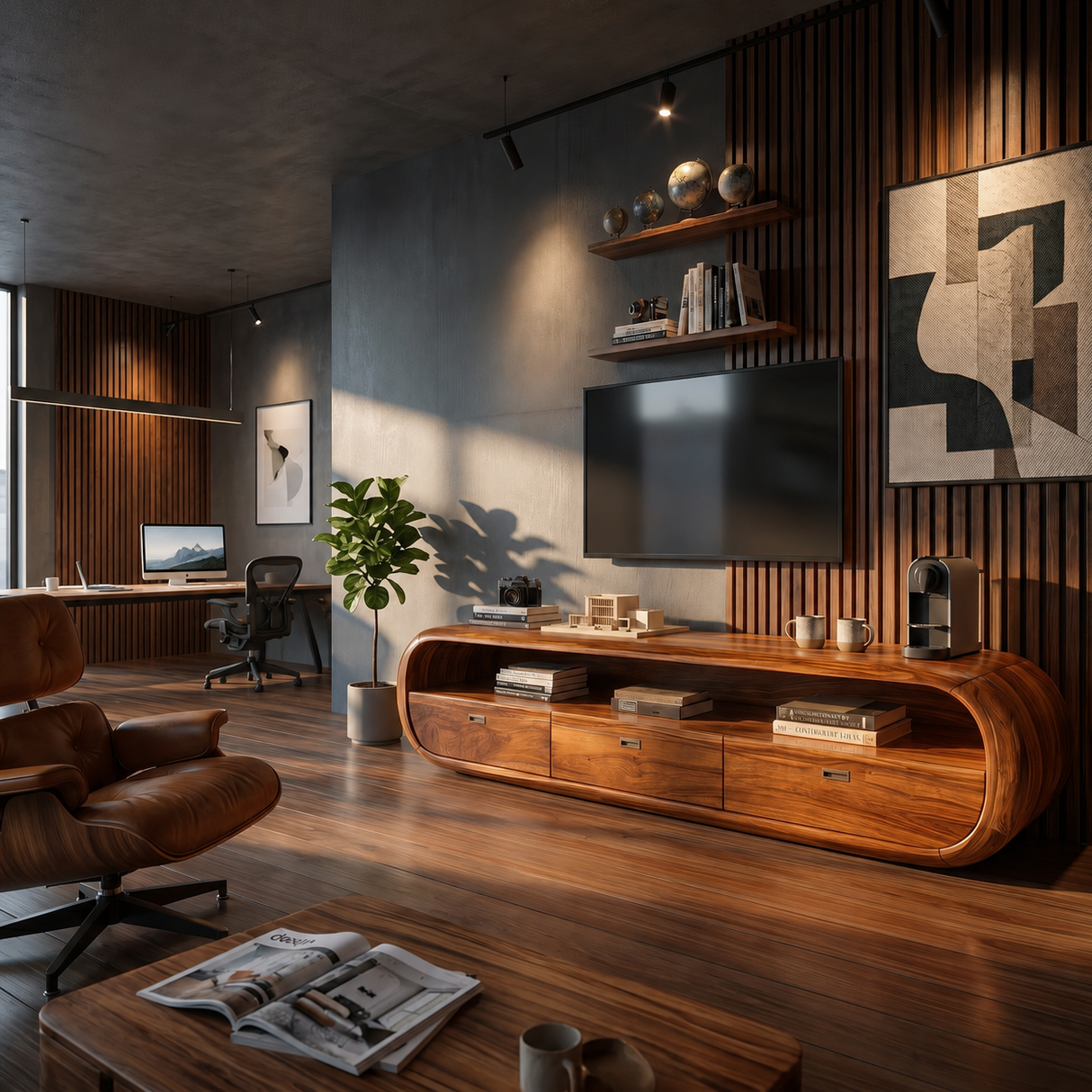 Japanese Zen TV Stand For Wabi Sabi Interior Design