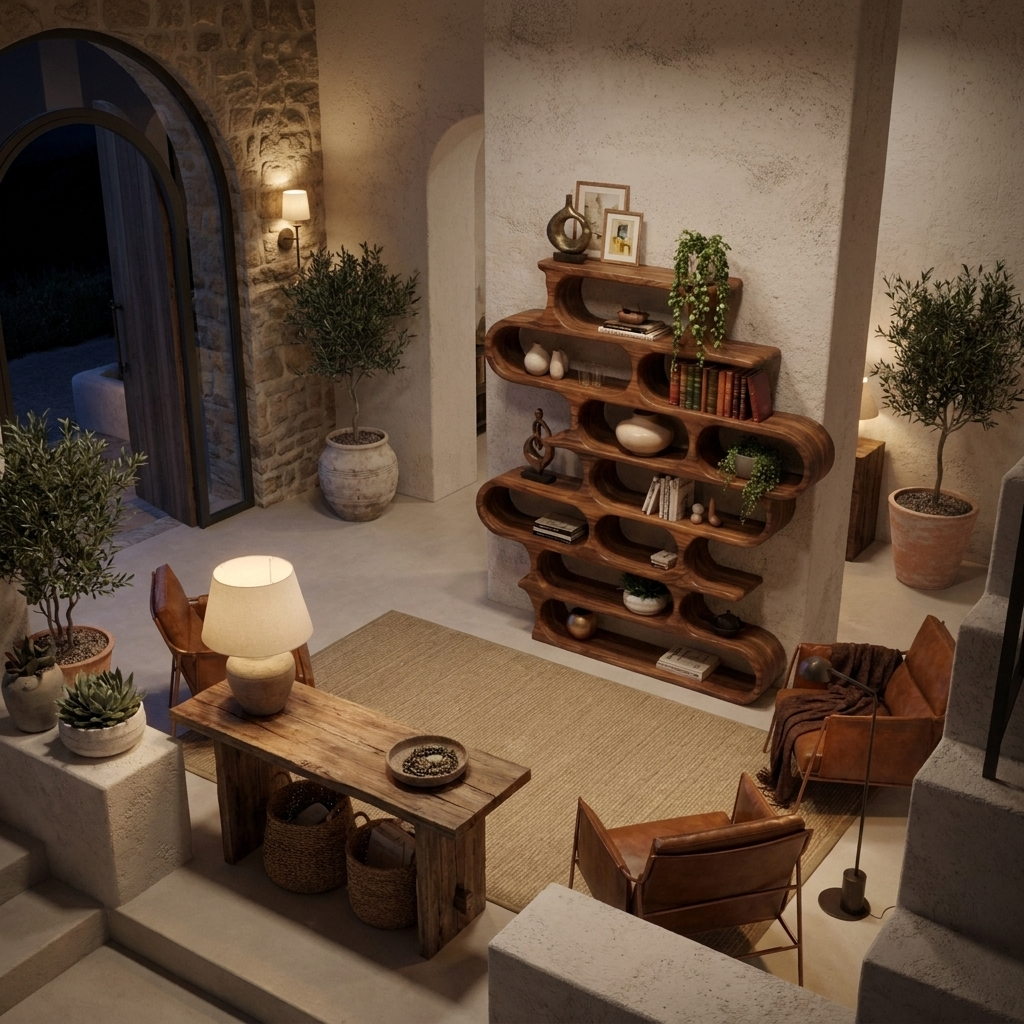 Organic Oval Bookshelf For Living Room Or Creative Studio