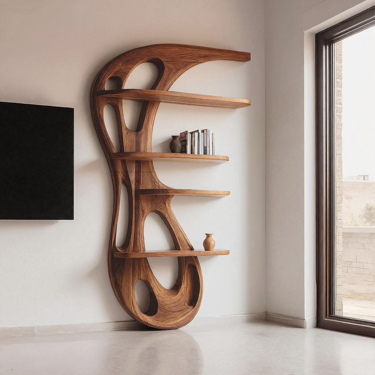 Modern Organic Bookshelf For Living Room Interior Decor