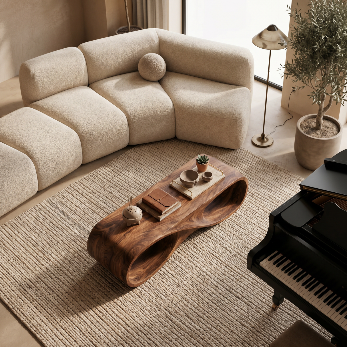 Contemporary Coffee Table With Infinity Loop For Modern Living Room