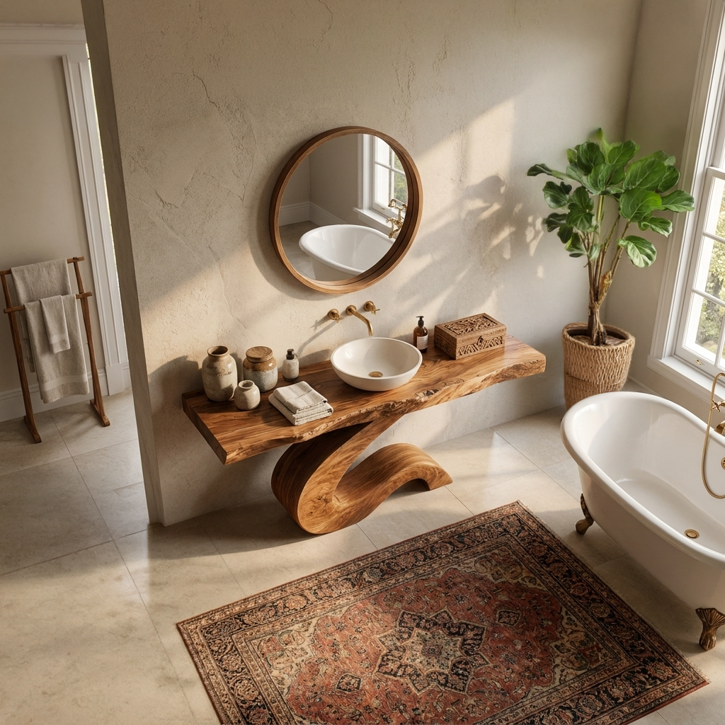 Luxury Bathroom Vanity With Organic S Curve Support For Bathroom