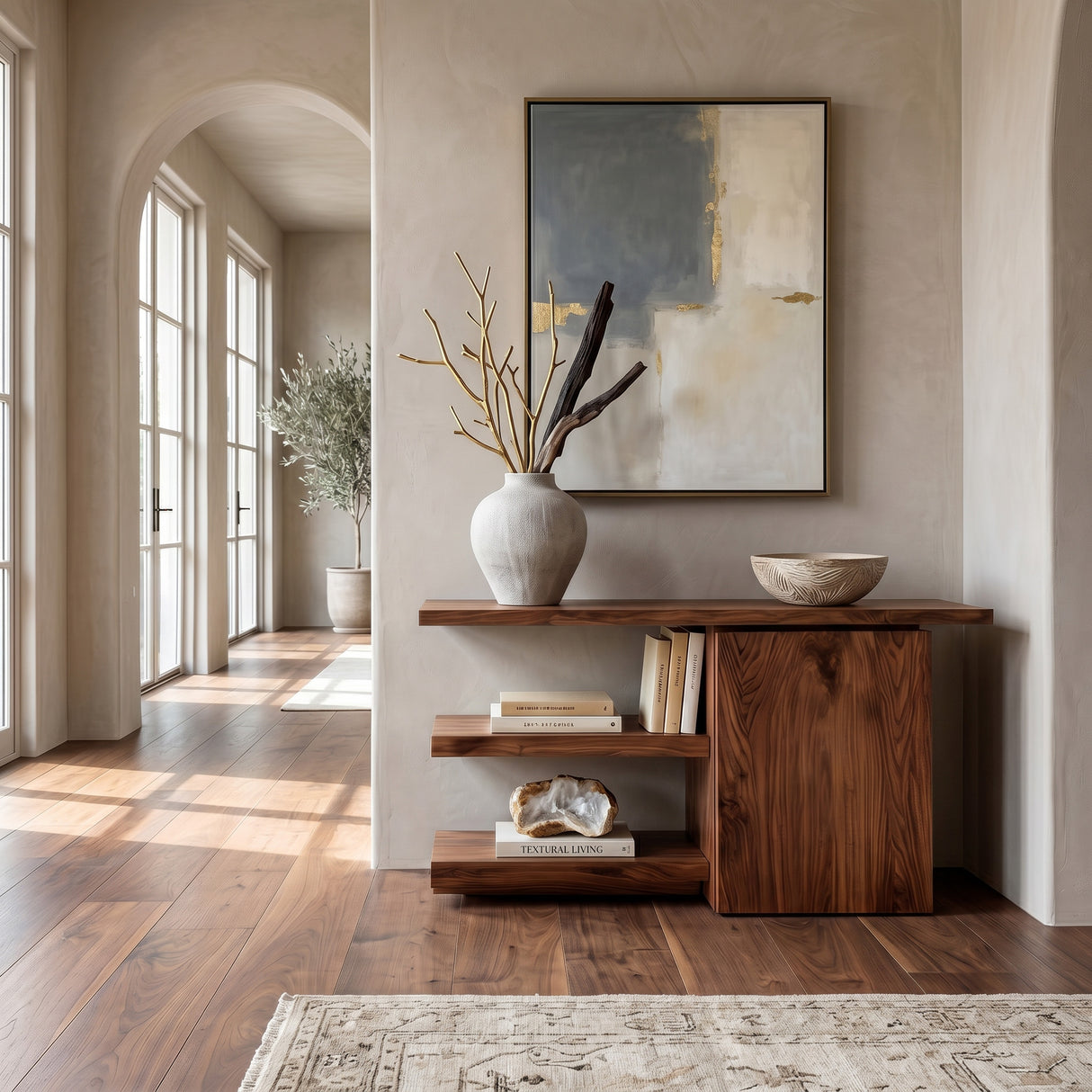 Modern Asymmetrical Console Table For Entryway