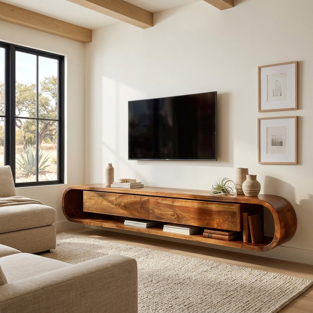 Organic Floating Sculptural TV Console For Living Room