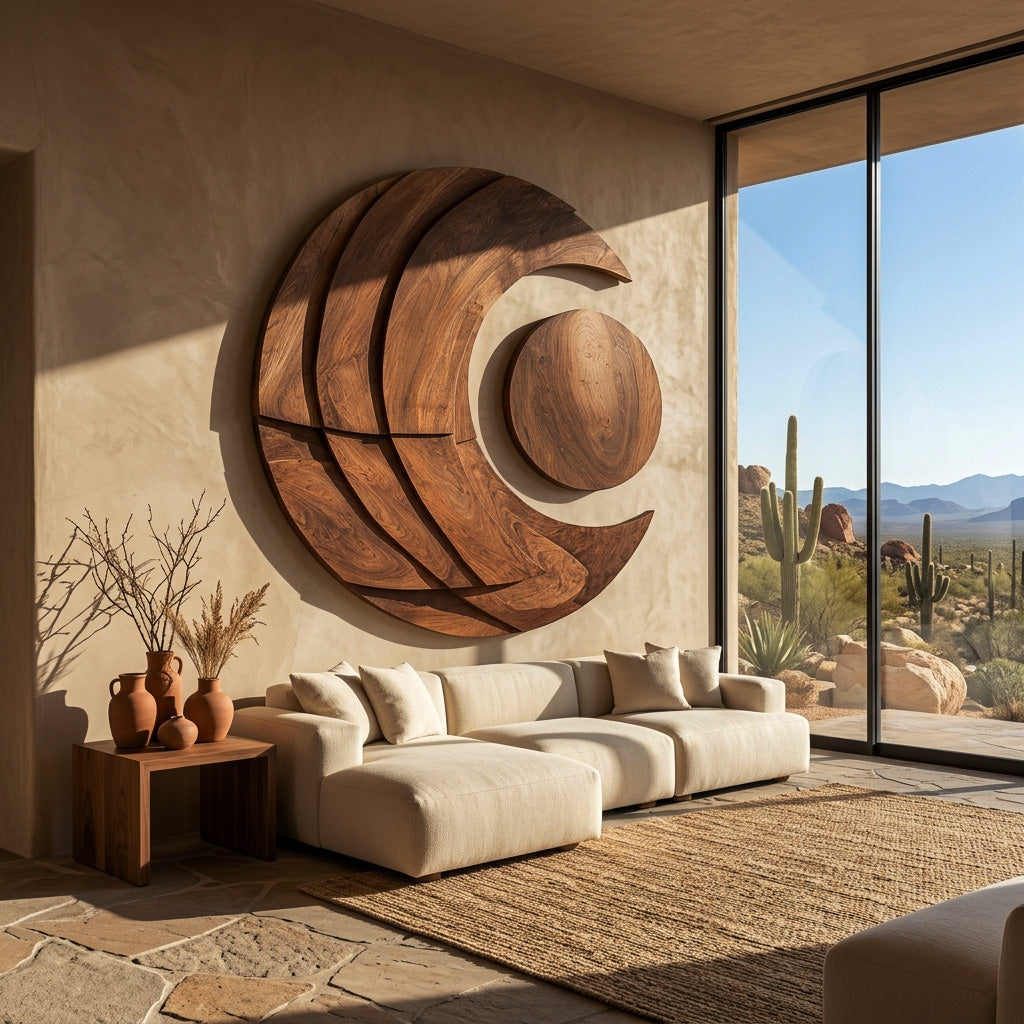 Modern Multi-layered Crescent Moon Wood Wall Art For Interior
