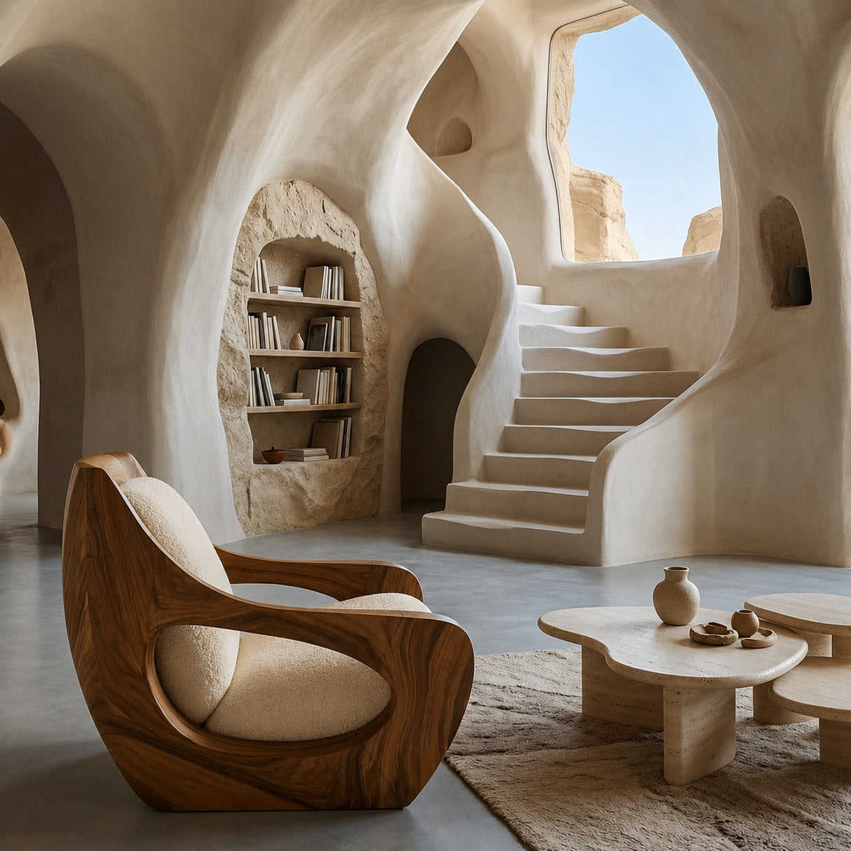 Sculptural Natural Wood Chair For Modern Home Decor