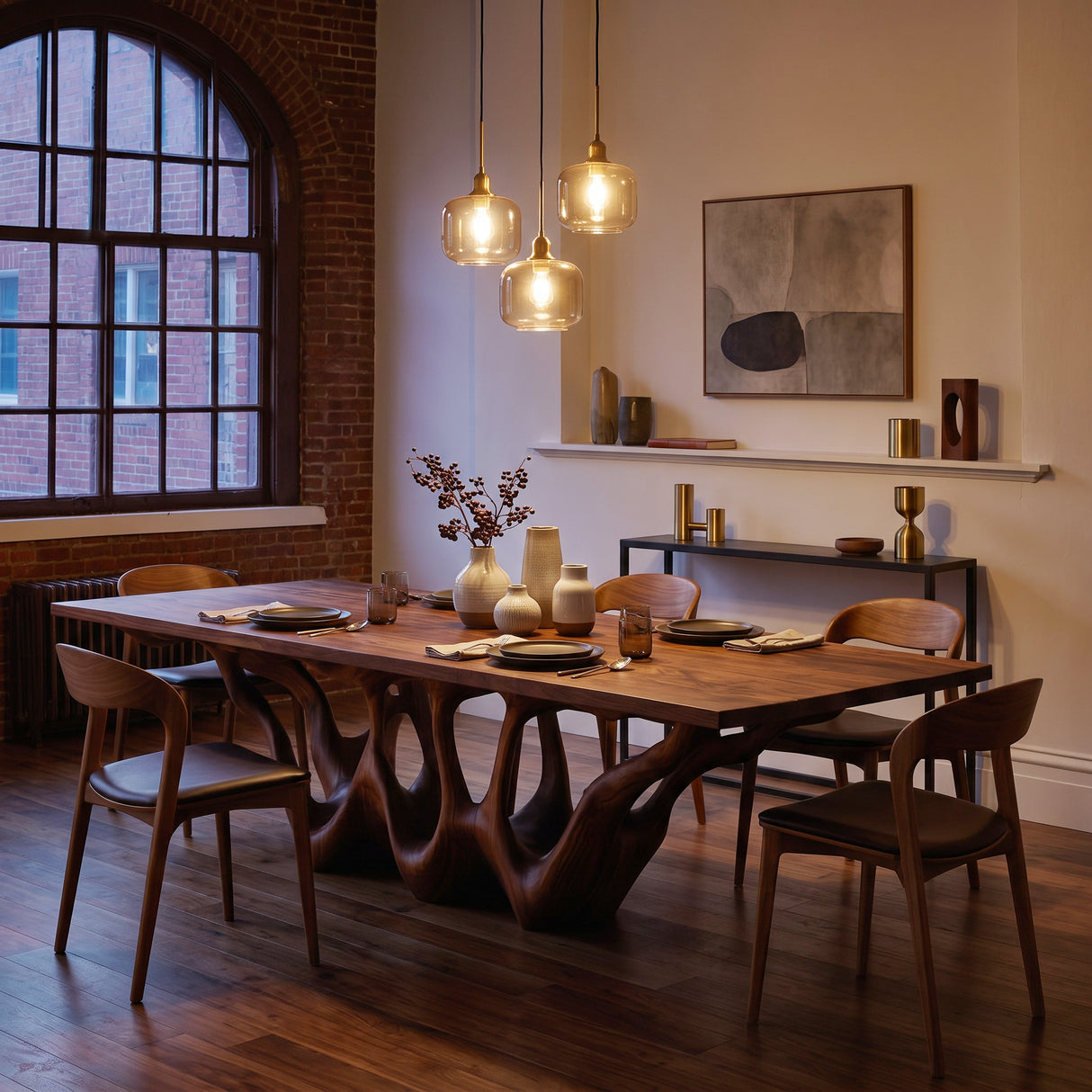 Organic Wooden Dining Table With Sculptural Root Base For Dining Room