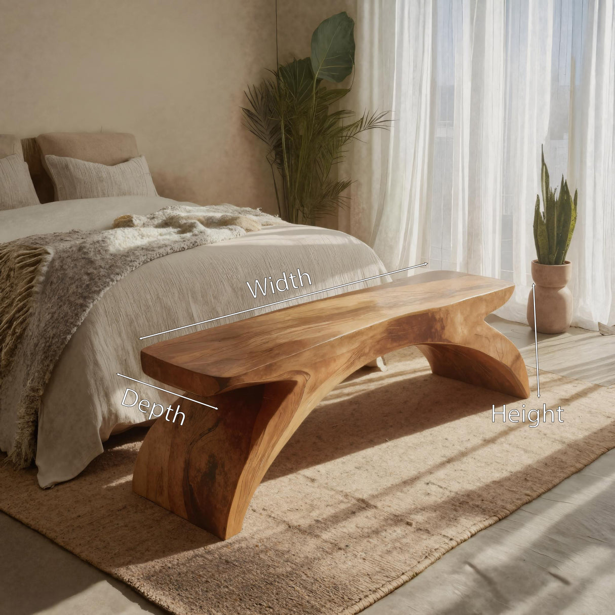Organic Sculptural Bench For Bedroom Or Living Room