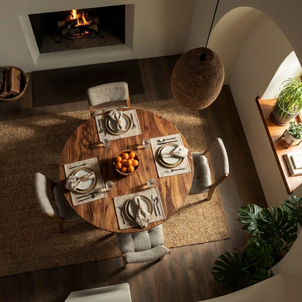 Modern Round Natural Wood Dining Table For Dining Room