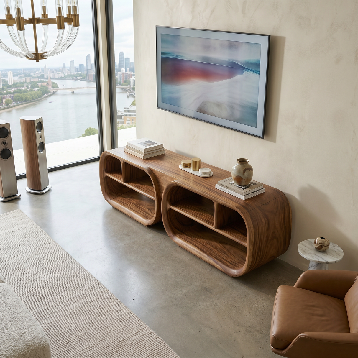 Luxury TV Console Architectural Wood Design