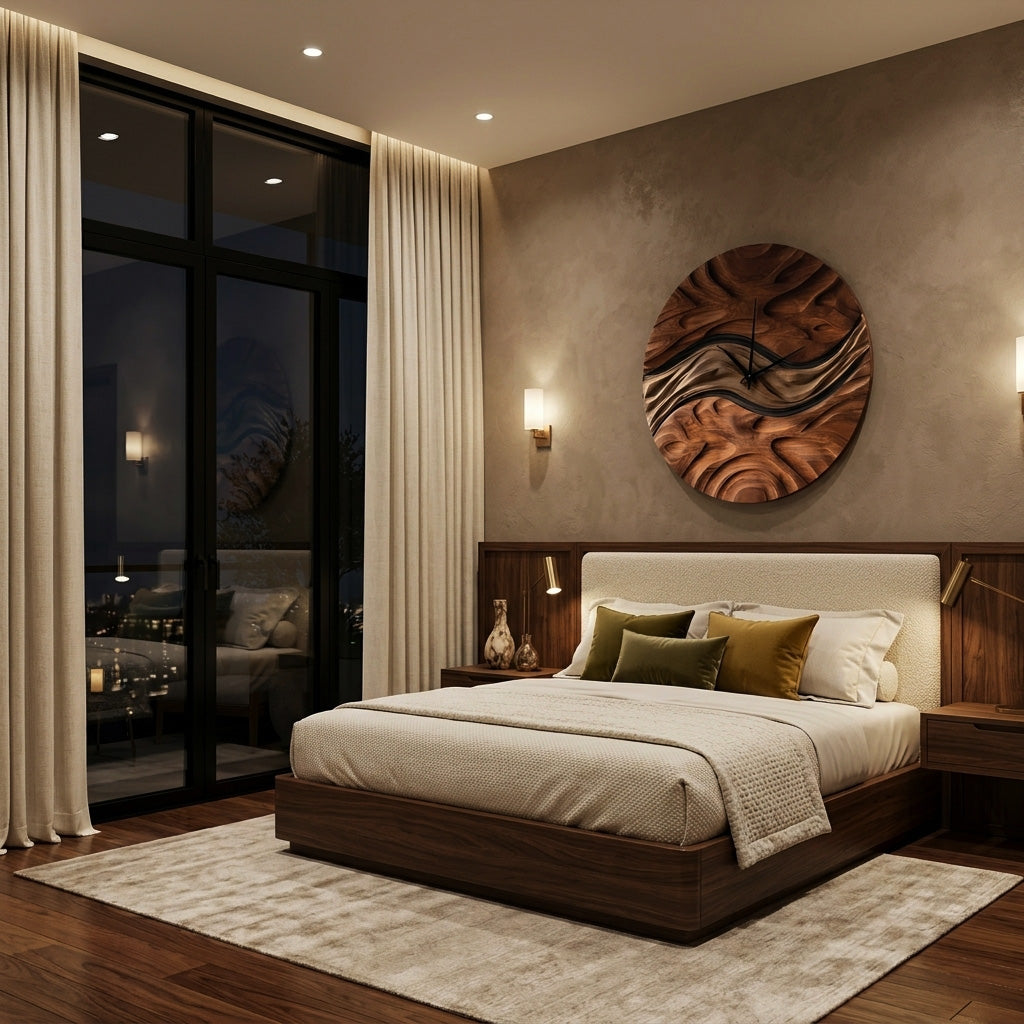 Minimal Sculptural Wooden Wall Clock For Living Room