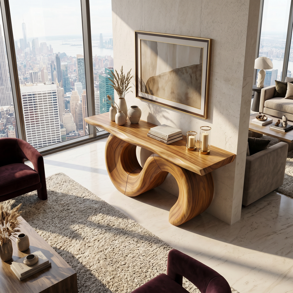 Parisian Wooden Console Table For Terrace Styling