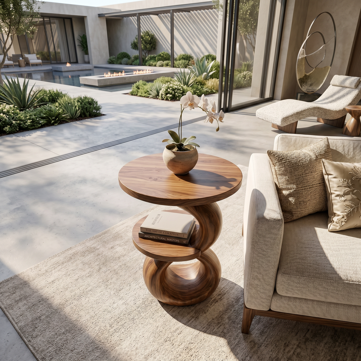 Modern Sculptural Side Table Outdoor Lounge