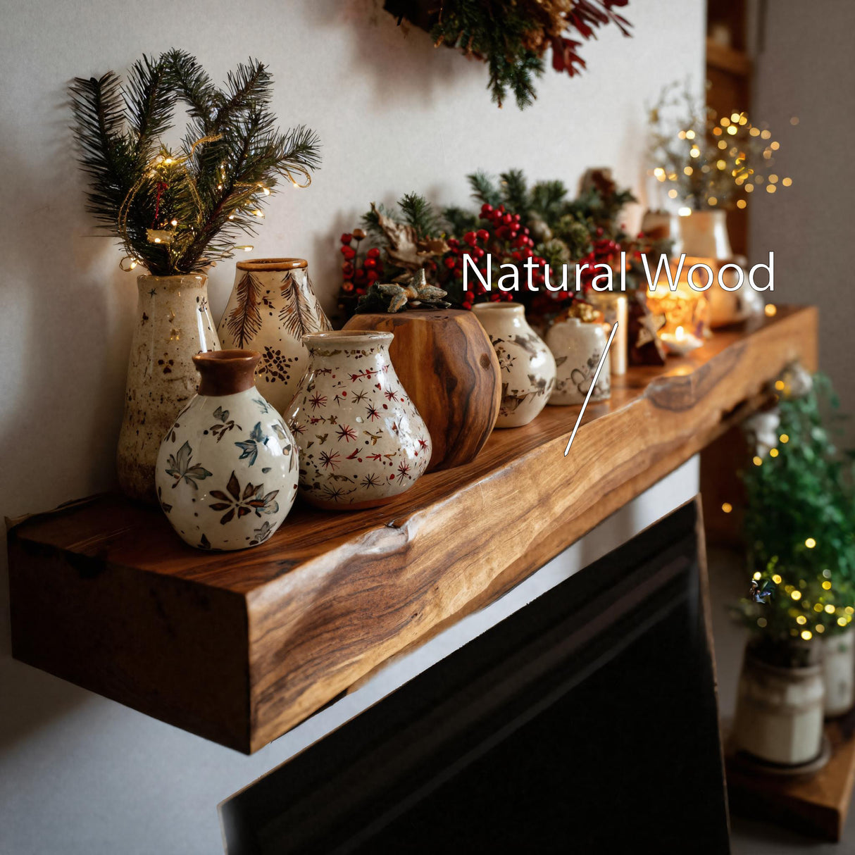 Rustic Live Edge Mantel Shelf For Living Room