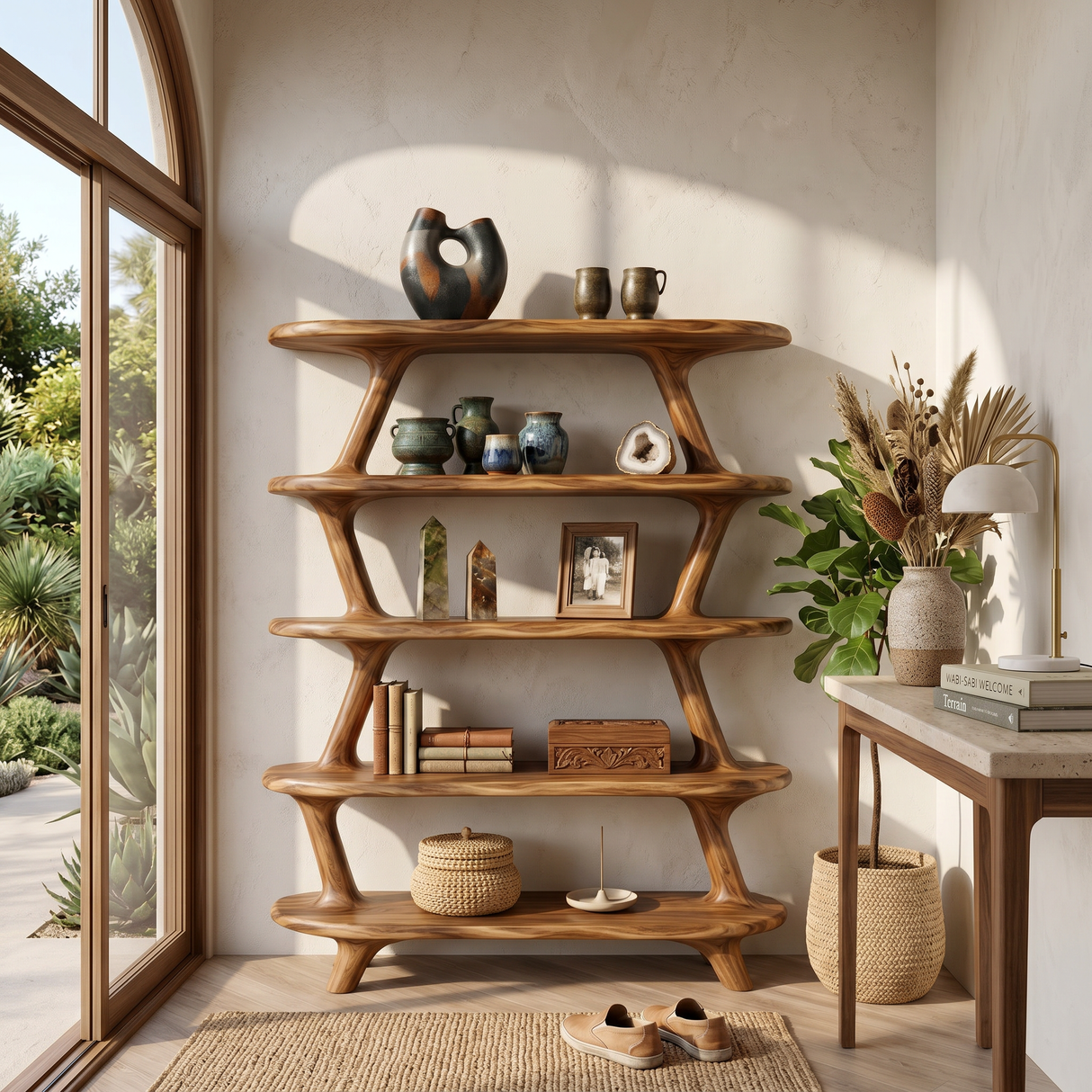 Modern Wooden Bookshelf With Storage Function For Living Room