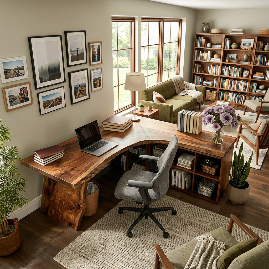 Minimalist Wooden Desk With Storage For Home Workspace