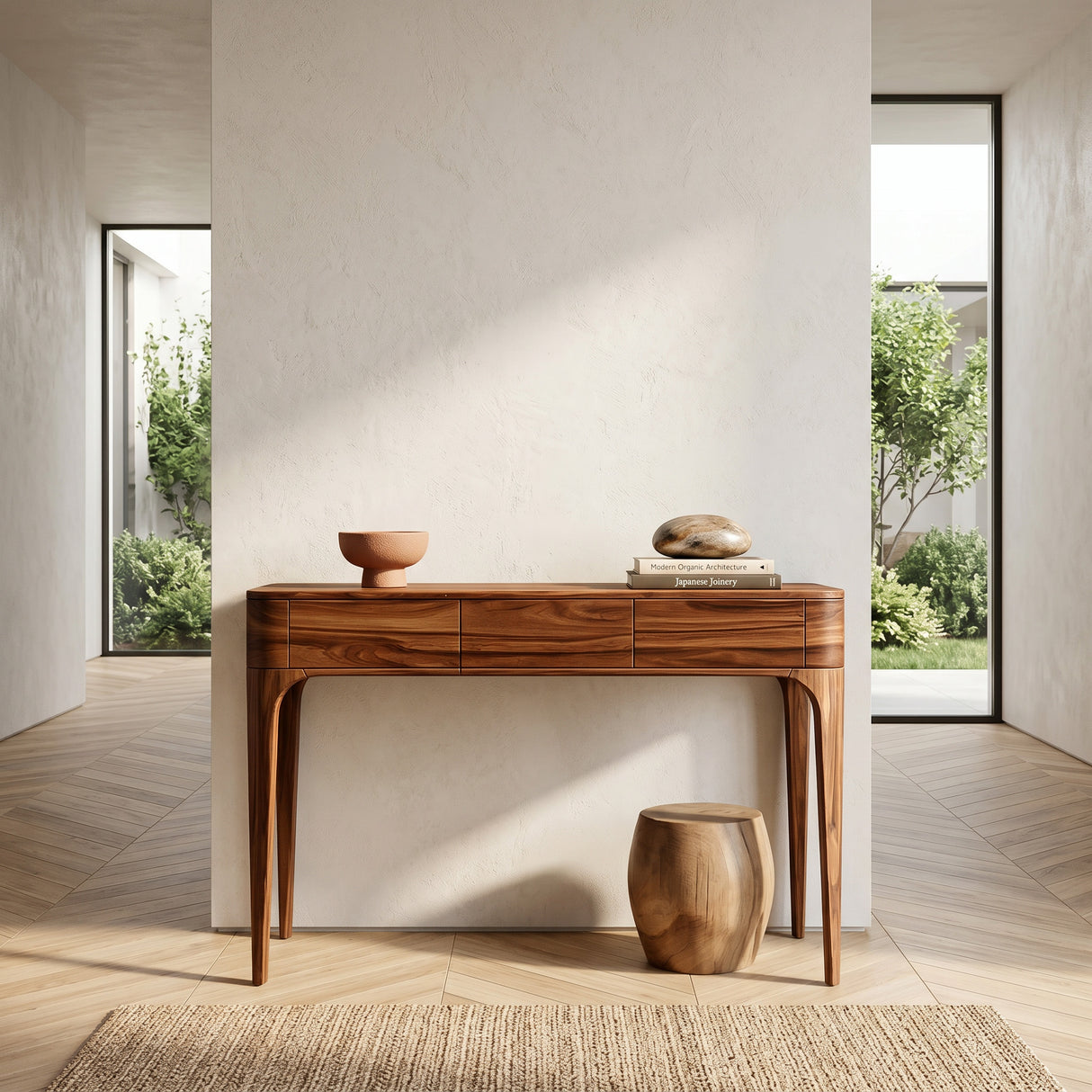 Minimalist Console Table With Three Compartments For Entryway