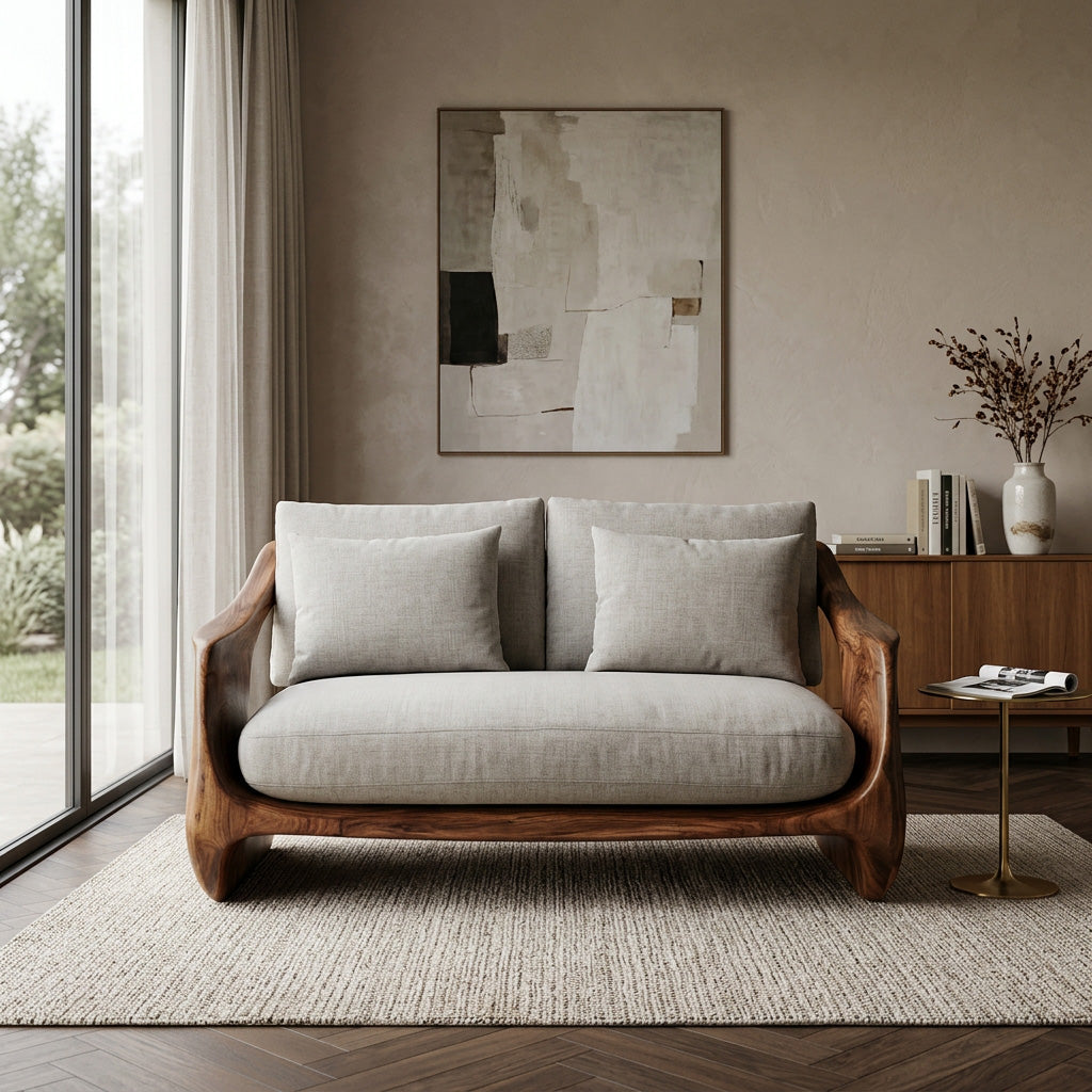 Contemporary Natural Wood Sofa For Modern Minimalist Home
