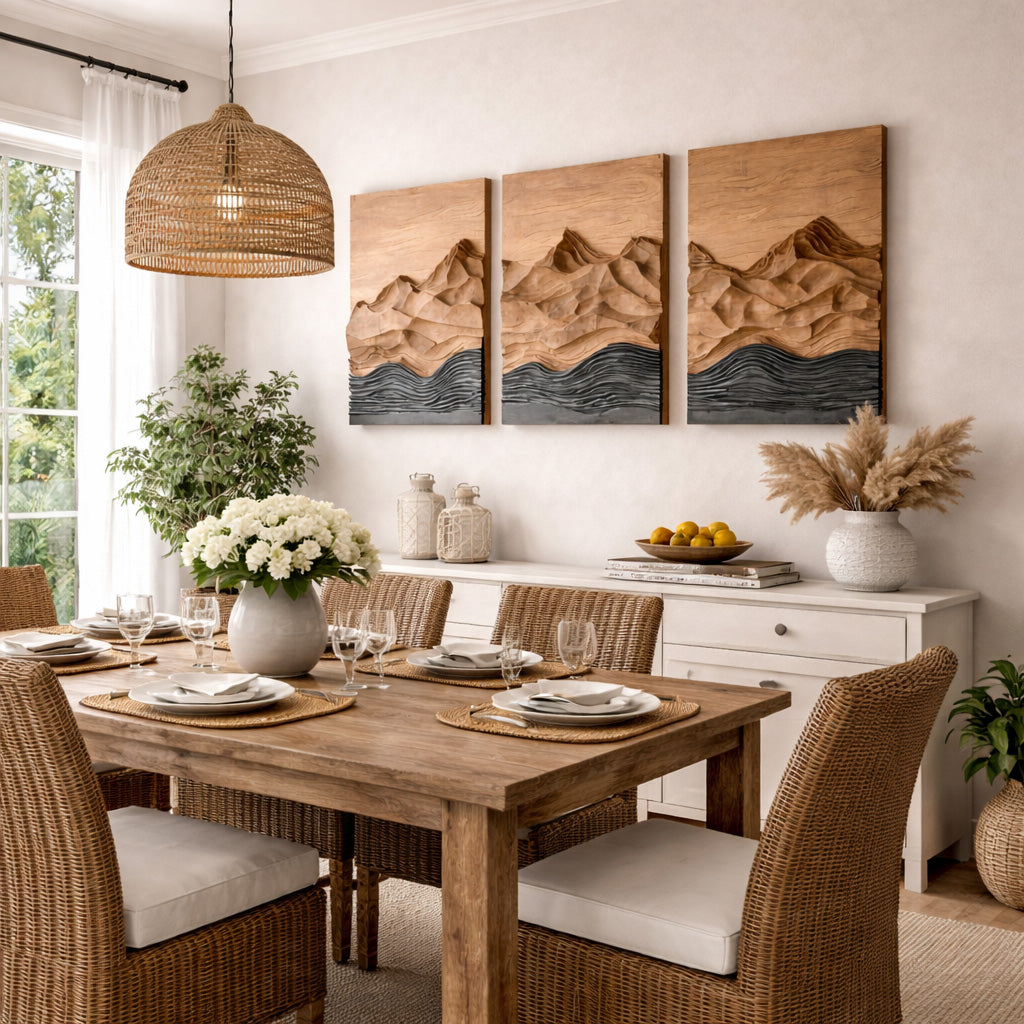 Modern Farmhouse Mountain Wood Wall Art For Living Room