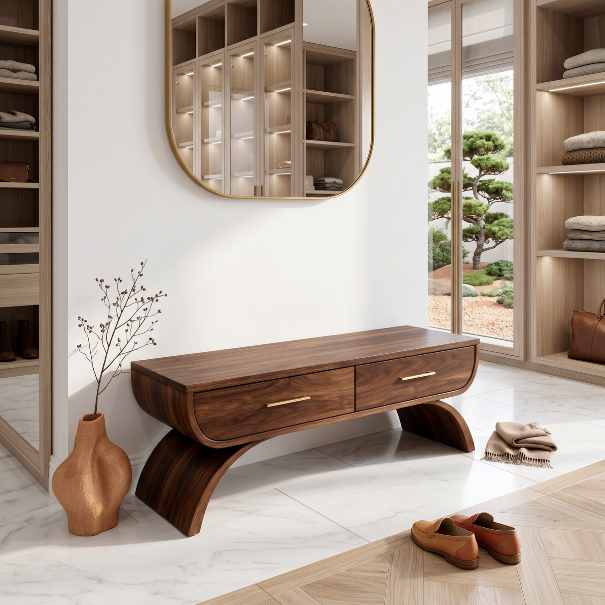 Contemporary Storage Bench With Drawer For Mudroom Interior Area
