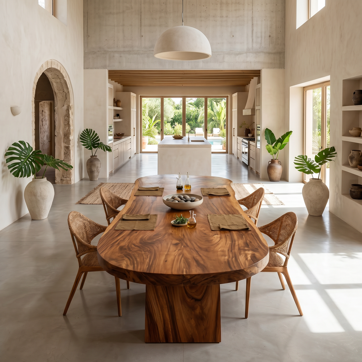 Scandinavian Live Edge Dining Table For Open Dining Area