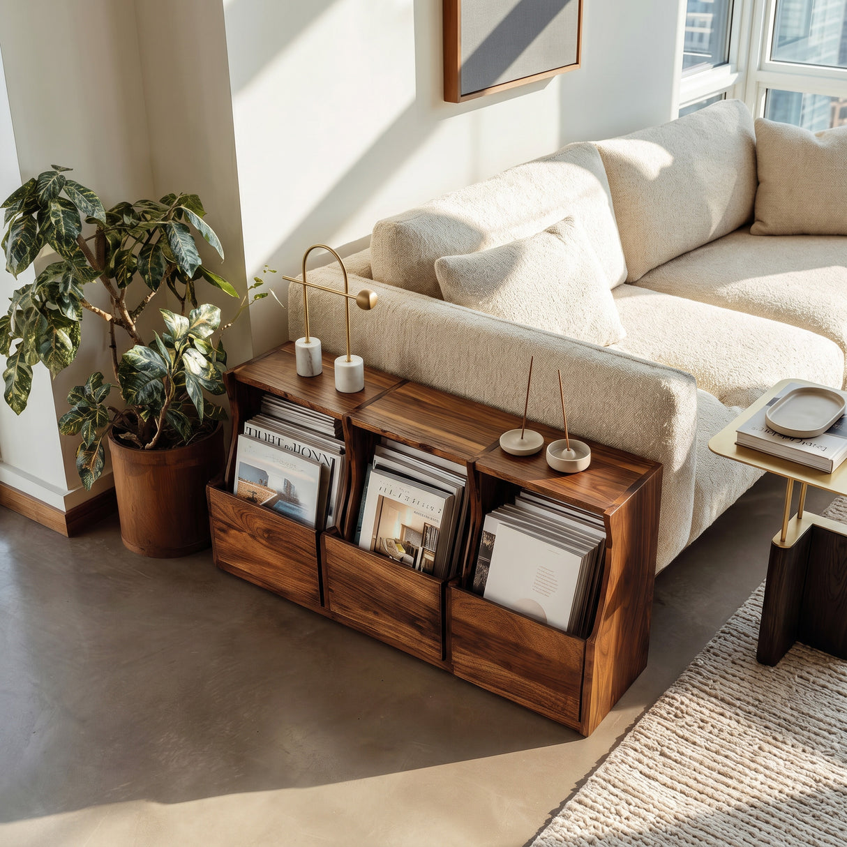 Modern Farmhouse Box Pocket Magazine Rack For Living Room