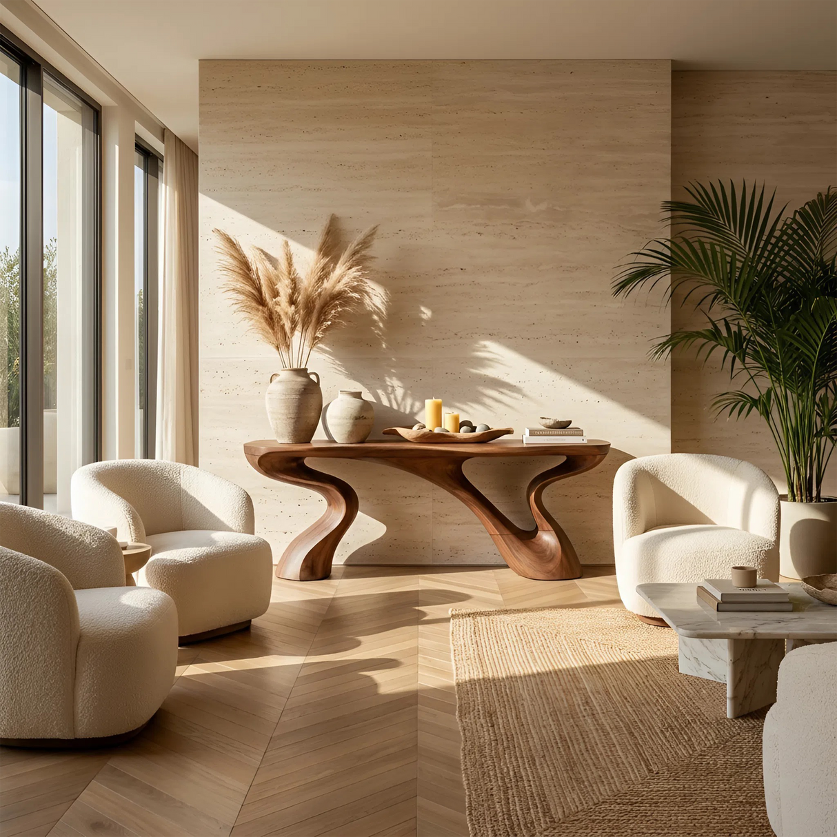 Minimalist Floating Console Table For Apartment Interior Design