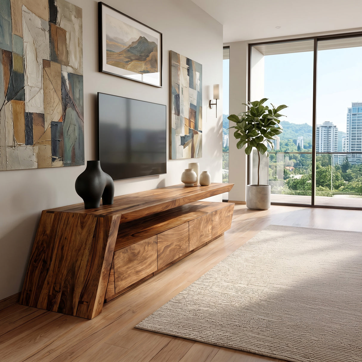 Modern Geometric TV Stand For Living Room