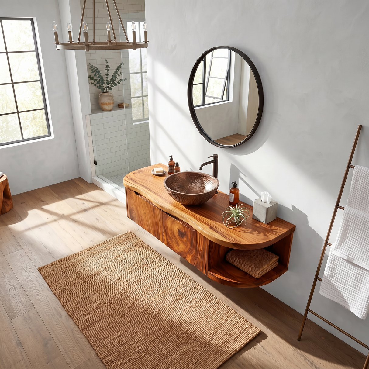 Mediterranean Contemporary Vanity Cabinet Coastal Villa