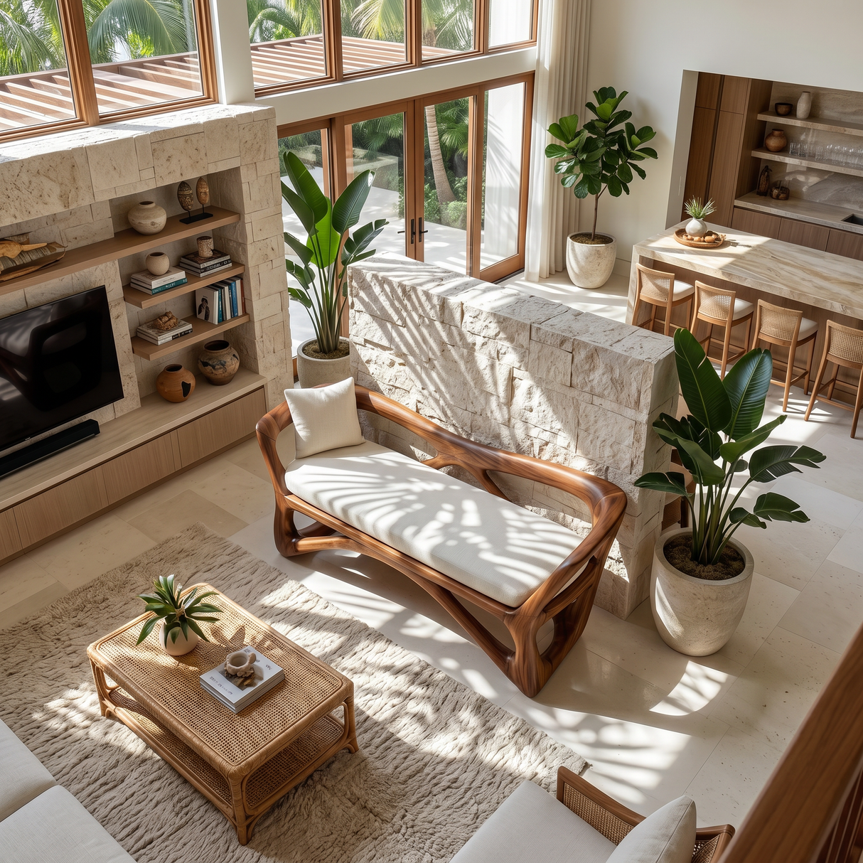 Japandi Accent Bench Wellness Retreat