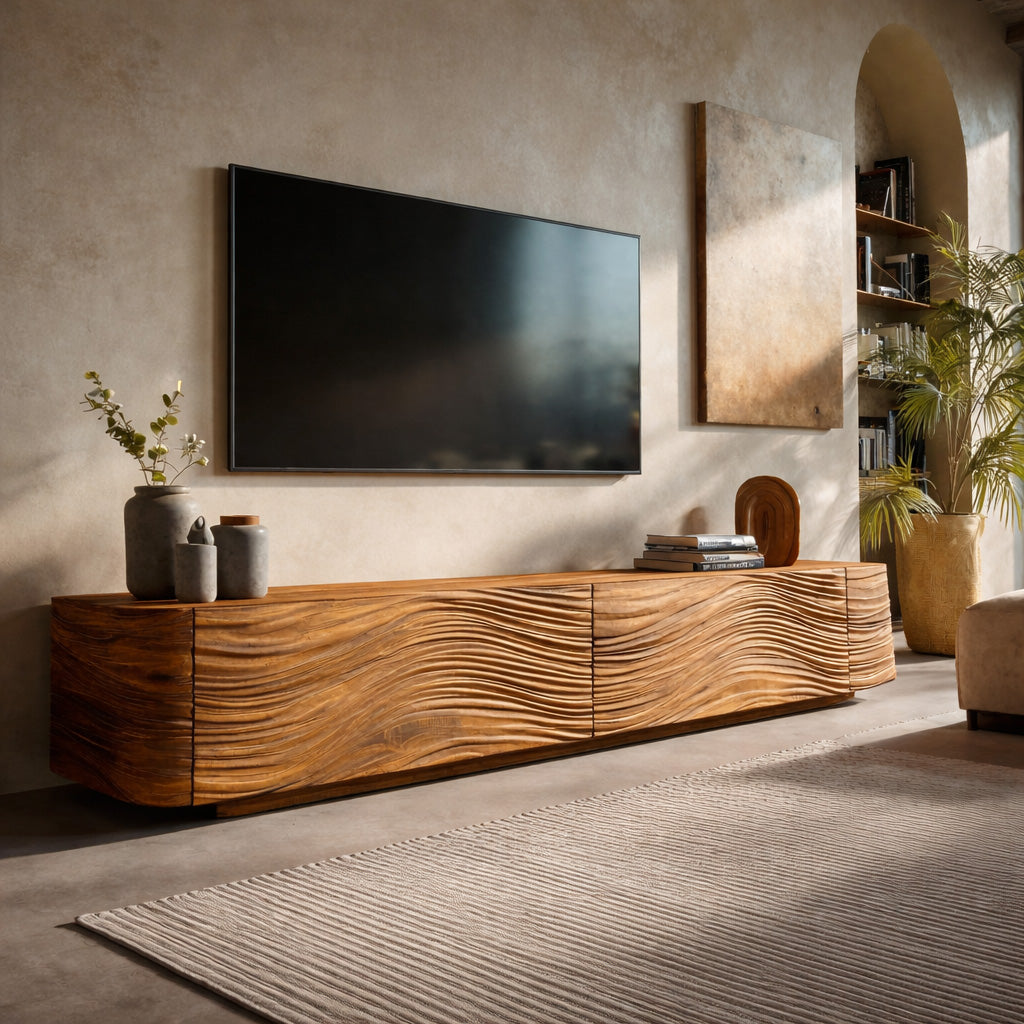 Minimalist Wave TV Console For Living Room