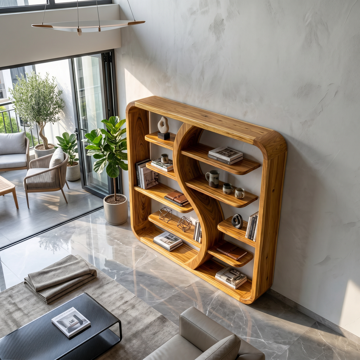 Organic Solid Wood Bookcase For Nature Inspired Homes
