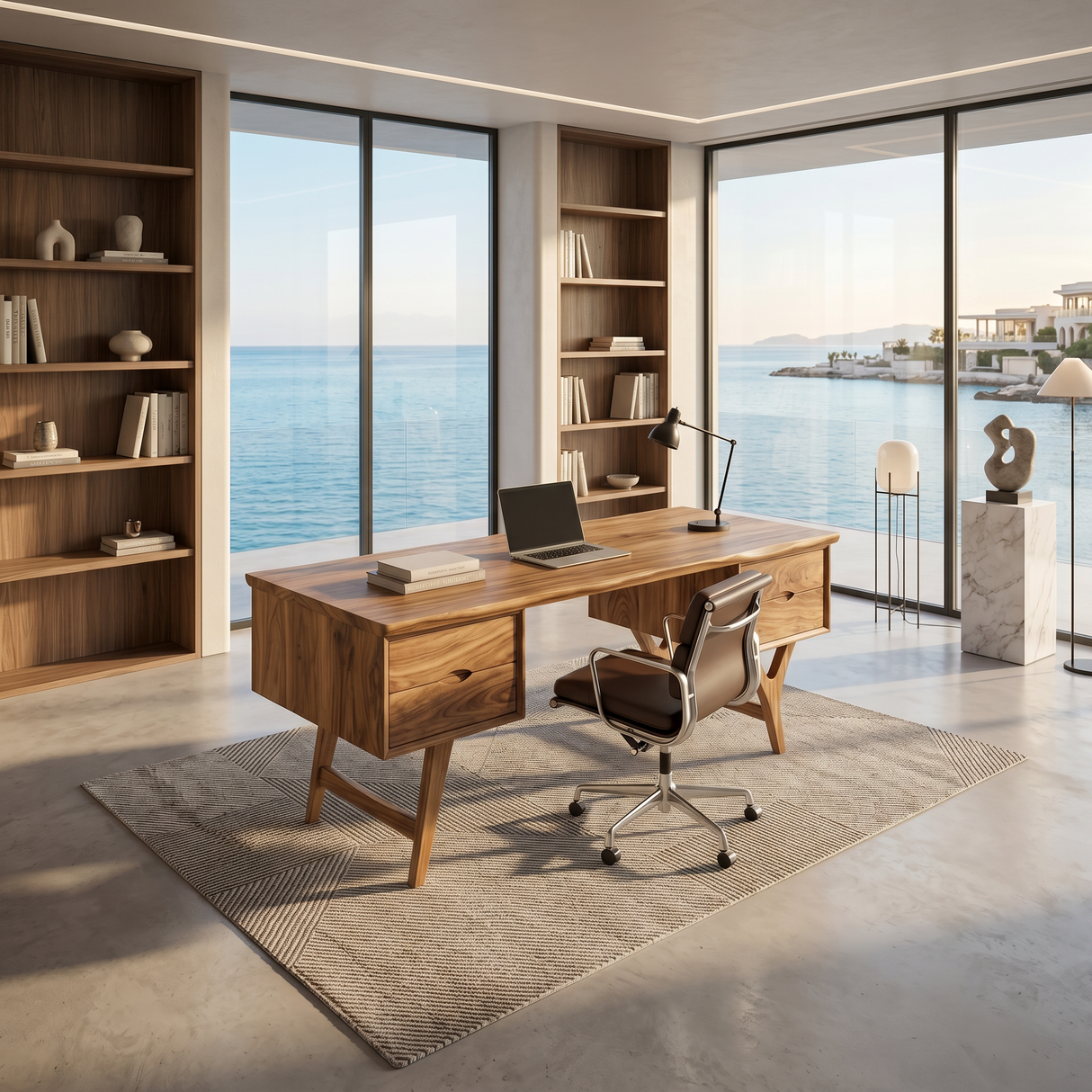 Mid Century Executive Desk Modern Workspace