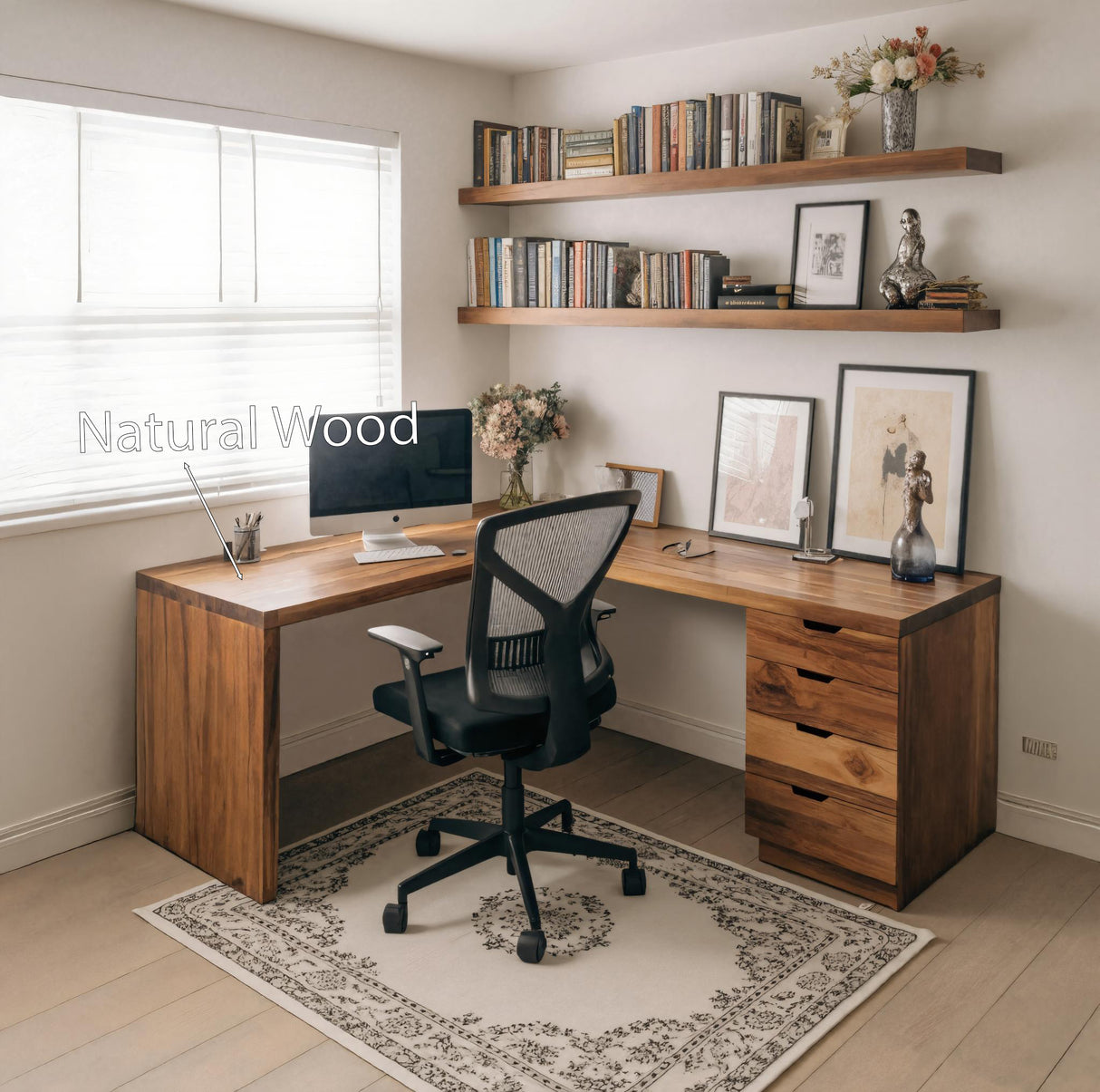 Contemporary L Shaped Desk With Drawers For Home Office