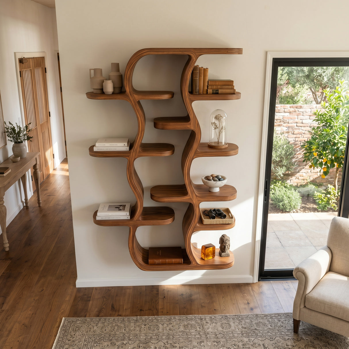 Contemporary Wooden Wall Mounted Shelf For Apartment Living Room