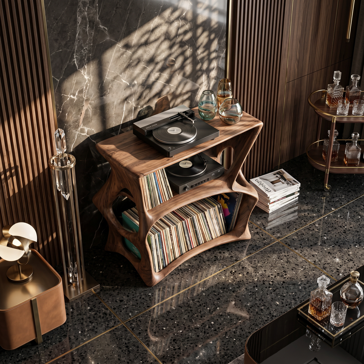 Farmhouse Record Stand Cozy Living Room Furniture
