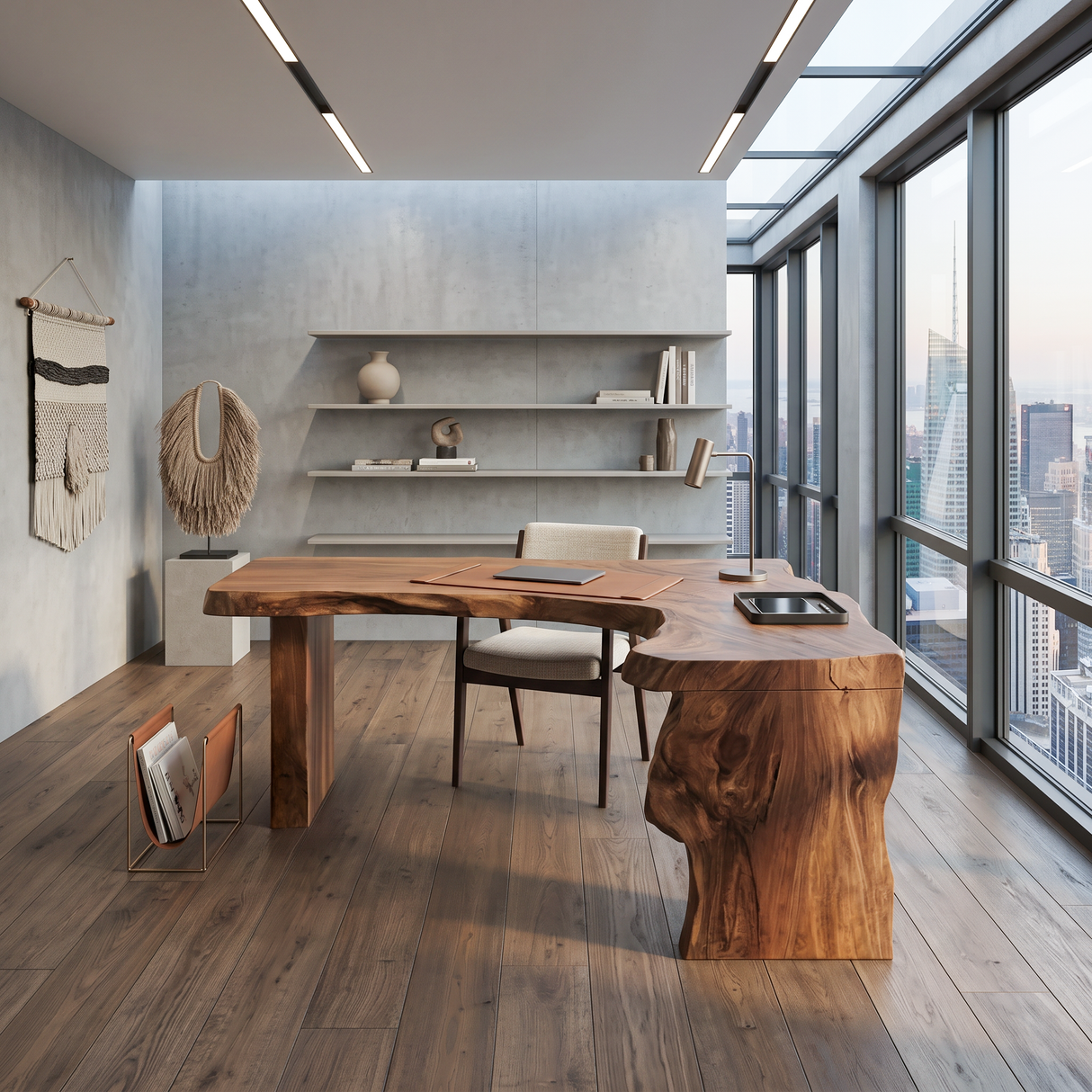 Rustic Live Edge L Shaped Desk For Home Workspace