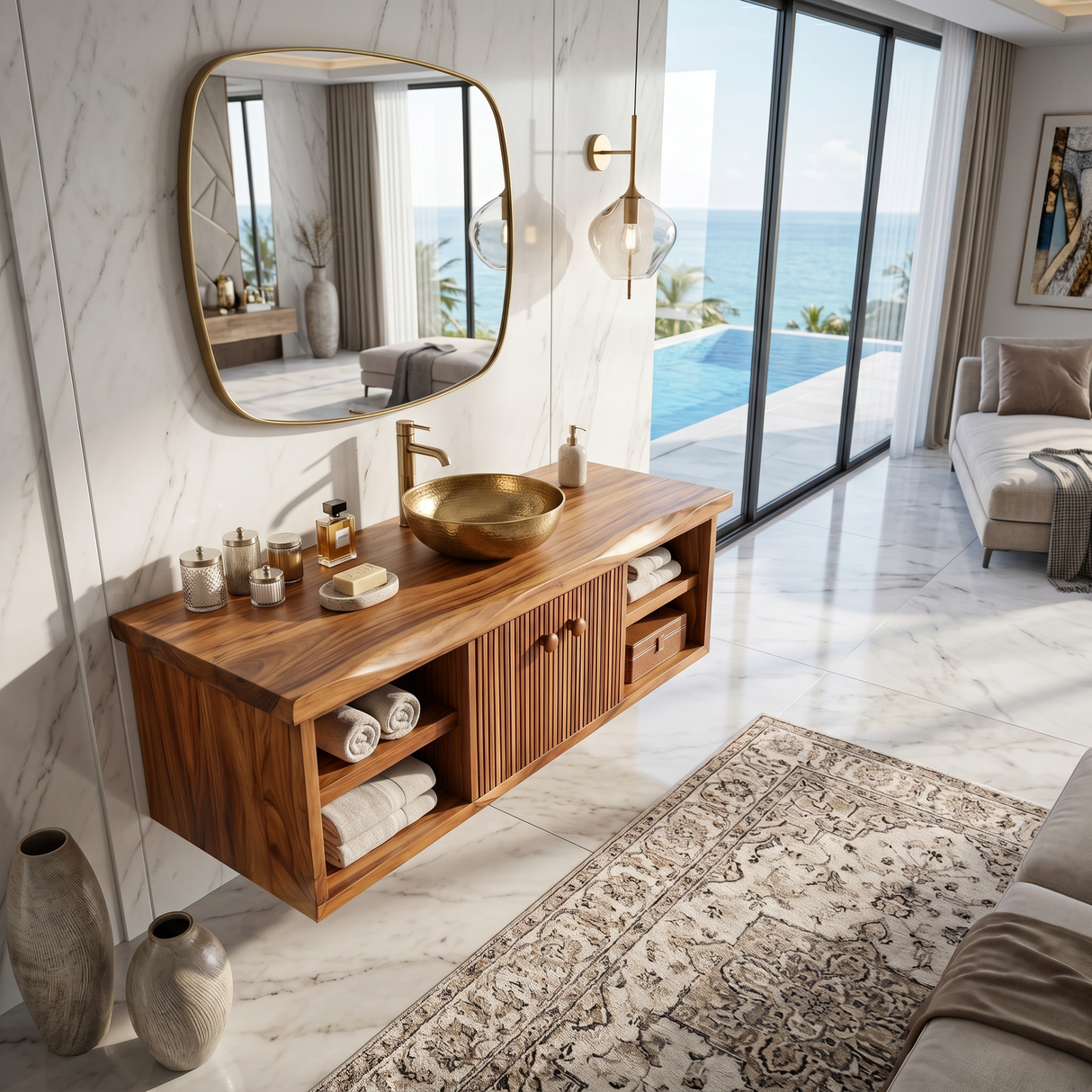 Minimalist Vanity Cabinet Bright Modern Bathroom