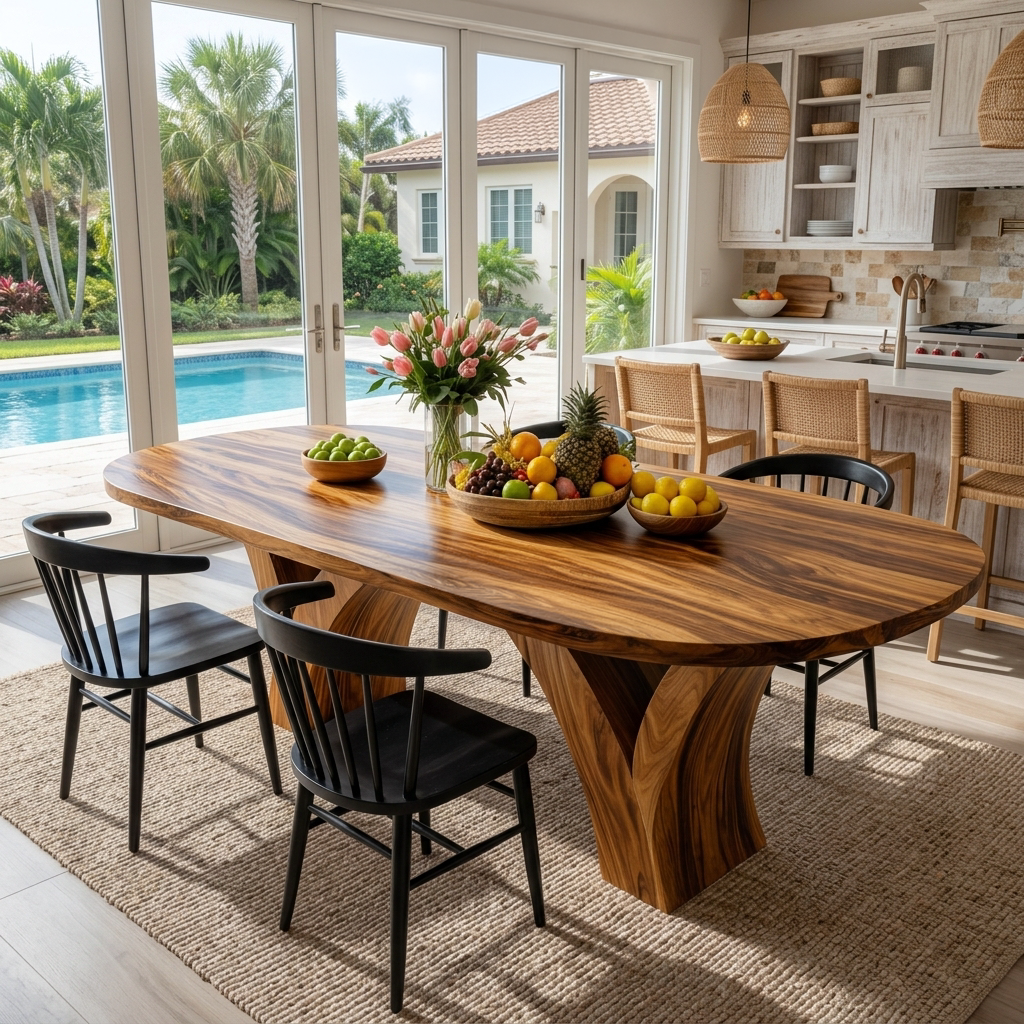 Modern Wooden Dining Table With Elegant Base For Dining Space