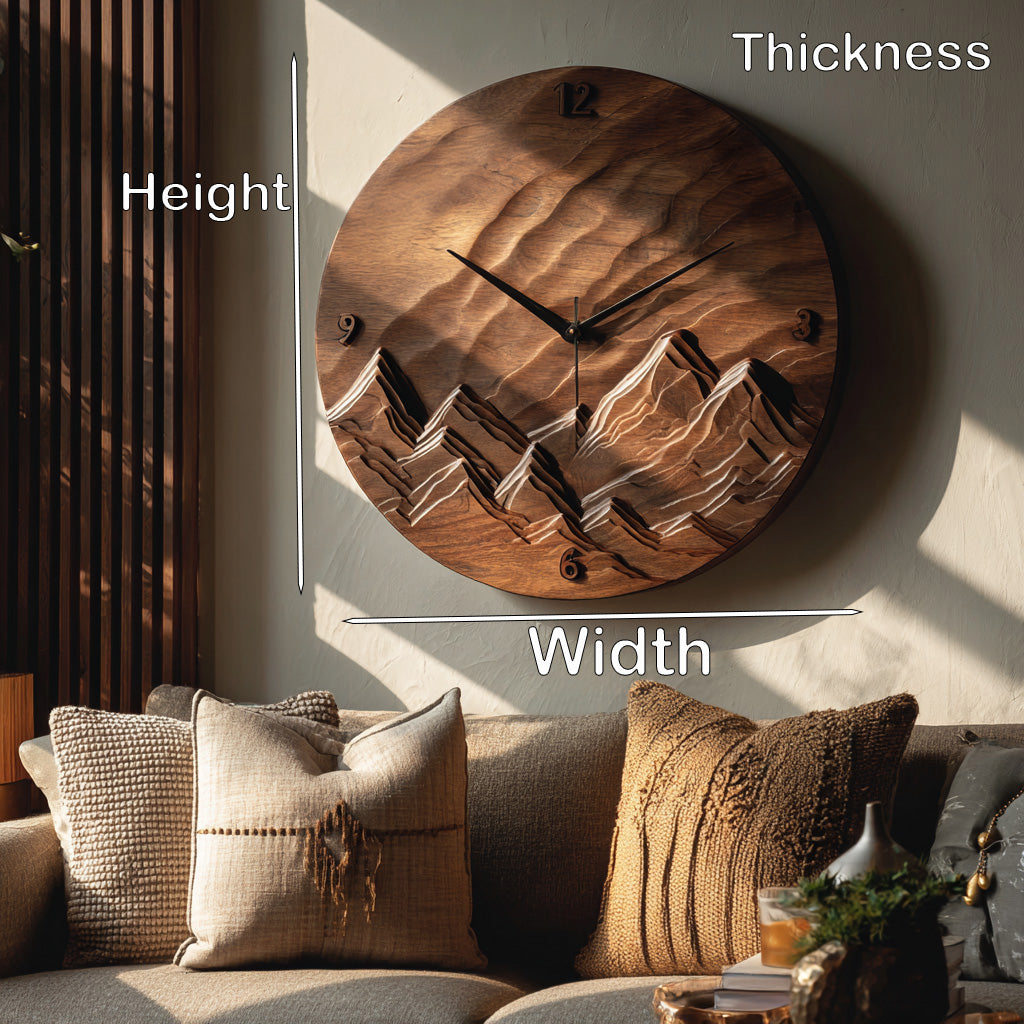 Rustic Wood Landscape Wall Clock For Living Room