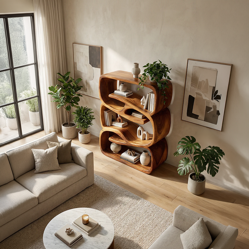 Organic Modern Bookshelf Kitchen Storage Display
