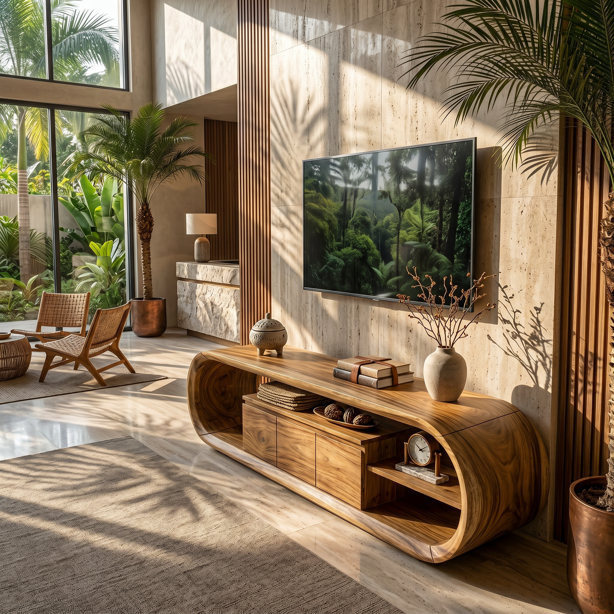 Luxury Walnut TV Cabinet For Modern Entertainment Lounge