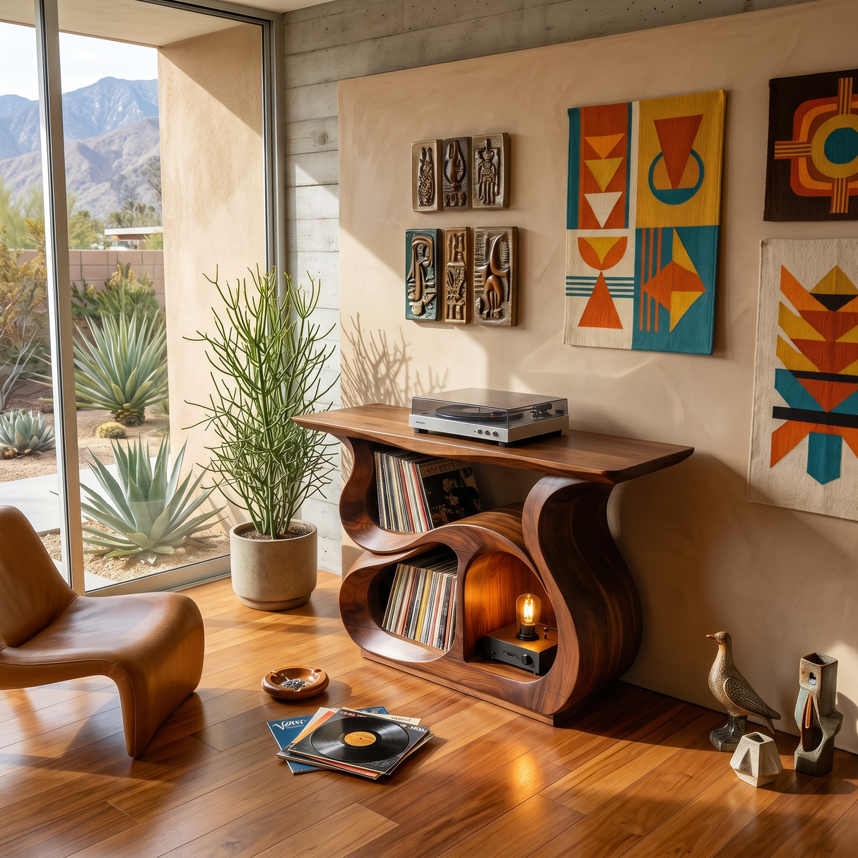 Modern Record Storage Cabinet For Music Lounge Space